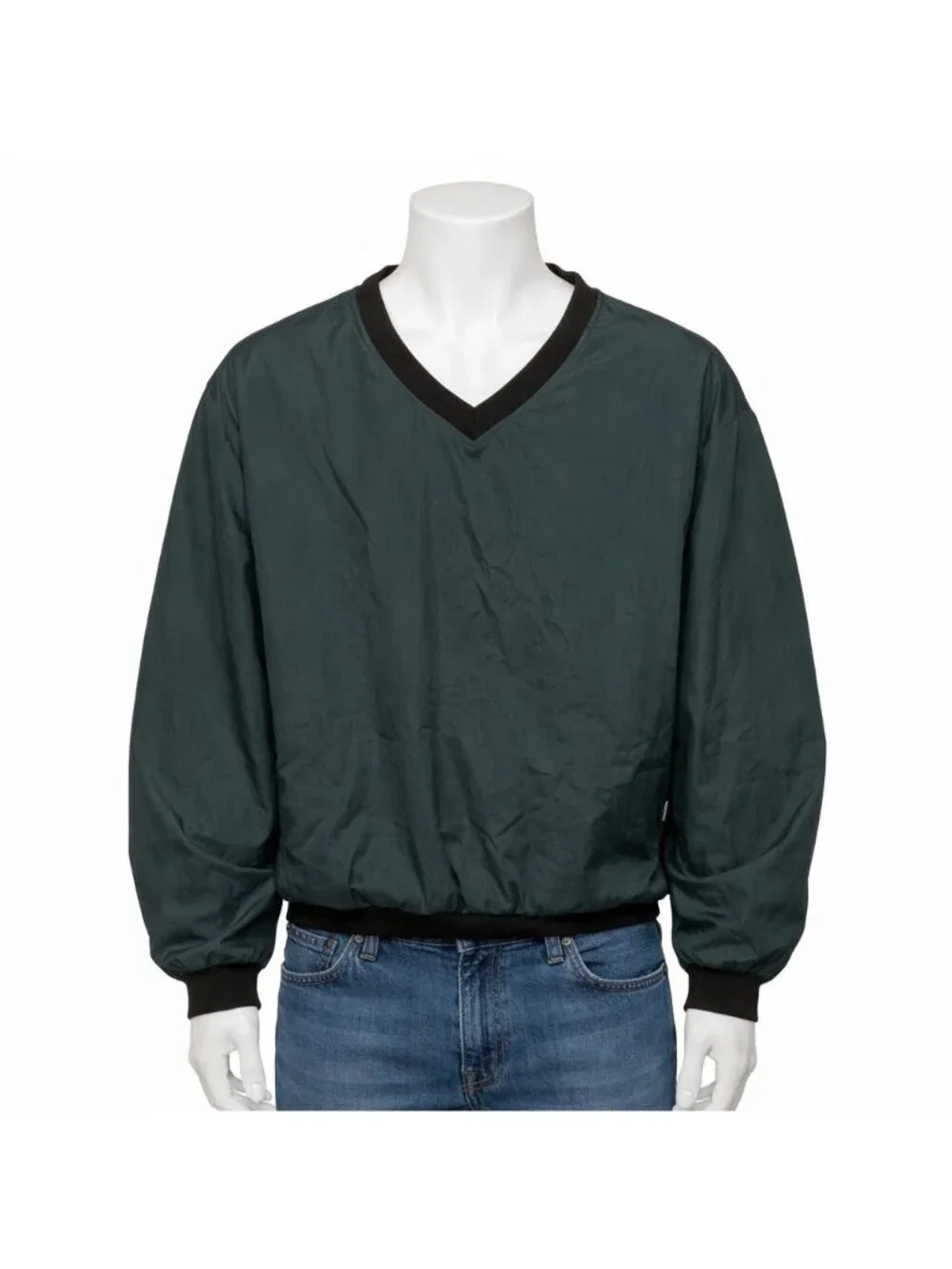 Cabelas Mens XL Green Nylon V Neck Pullover Windbreaker Outdoor Jacket 920919
